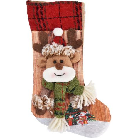 Gestrickter Weihnachtsstrumpf, 3D-gedruckter Weihnachtsstrumpf zum Verpacken von Geschenken (Hirsch) (1/5)