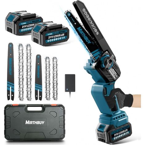Mini-Kettensäge, 6 & 8 Zoll, bürstenloser Motor, elektrische Kettensäge mit verbesserter Kettenschmierung, mit 8000-mAh-Akku, elektrische Handkettensäge für Gartenscheren und Holzbearbeitung (1/5)