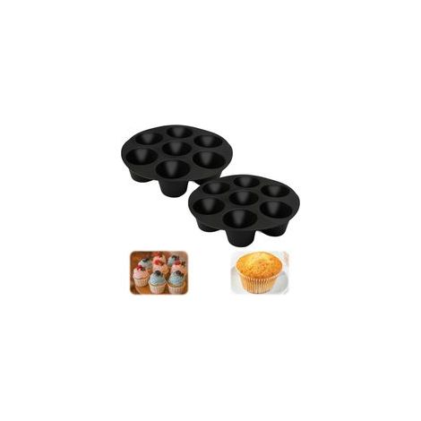 2 Pièces Moule Muffin Air Fryer, Moule à Muffin, Moule Silicone Muffin, Moule Muffins Silicone pour Air Fryer pour 7 Muffins et Gâteaux, pour Gâteaux, Muffin Tasses, Dessert, Pâtisseries, 7 Pouces