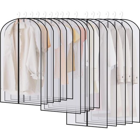 Housse De Rangement Pour Vêtements - En PEVA - Avec Fermeture Éclair Métallique - Semi-Transparente - Pour Vestes Robes Chemises - Lot De 16 Pièces - 60 X 80 100 120 Cm (1/5)