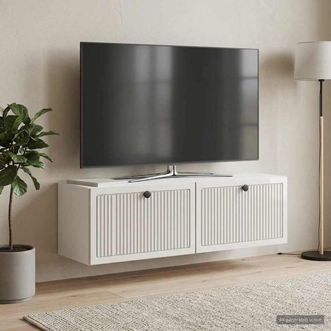 Wandmontierter TV-Schrank Hochglanz Weiß 98 x 31 x 30 cm (1/5)