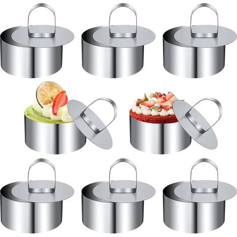 emporte piece rond acier inoxydable 430 8 cm diametre pour mousses gateaux desserts glacages lot de 8 (1/5)