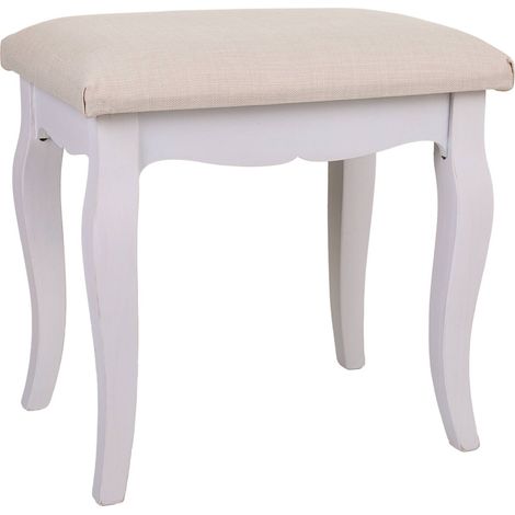 Tabouret bas en bois clair avec assise lin élégant - Bois clair et lin café clair (1/5)