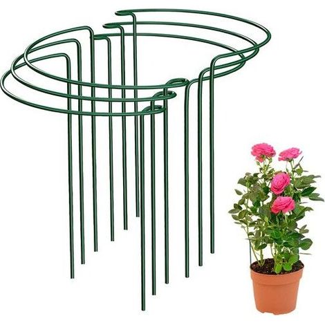 Tuteurs annulaires pour plantes - JIALWEN - Lot de 6 pièces - Dimensions 25x40 cm - Métal avec revêtement plastique (1/3)