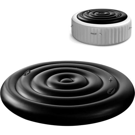 Couverture Thermique pour Bains à remous Ronde et Gonflable avec poignées, Couvercle de Bain à Remous et économe en énergie, Couverture De Spa Gonflable (Schwarz, 165CM) (1/5)