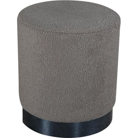 Pouf Tissu Bouclette "Benji" 42cm Grège (1/5)