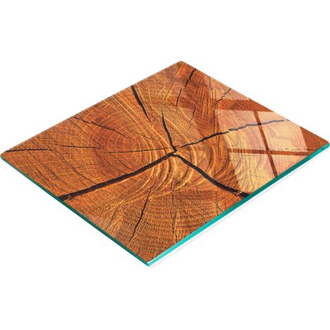 Planche de cuisine décorative multifonctionnelle en verre brun bois 60x52 cm (1/5)