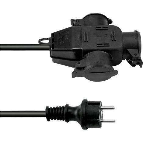 Eurolite 3024701D Strom Verlängerungskabel   Schwarz 3 m H07RN-F 3G 2,5 mm²