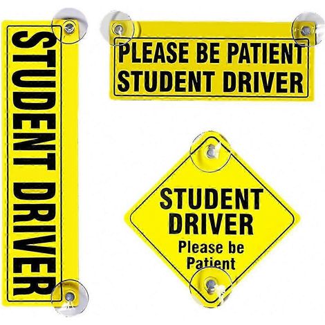 Lot de 3 autocollants jaune vif pour apprentis conducteurs, avec ventouses réutilisables, pour les conducteurs novices (1/5)