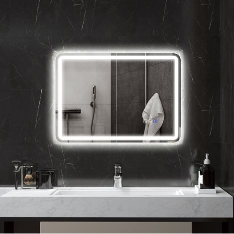 Specchio bagno LED 50 x 70 cm con Bluetooth, touch, memoria, antiappannamento HAVRYA (1/3)
