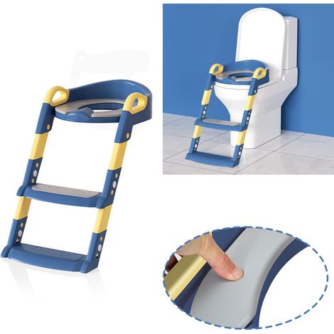 SWANEW WC Riduttore Water per Bambini Portatile & Pieghevole Vasino Sedia con Scaletta & Sgabello da Viaggio blu (1/5)