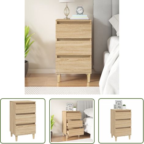 The Living Store Nachttisch Sonoma-Eiche 40x35x70 cm Holzwerkstoff - Nachttisch - Wohnzimmer - Esszimmer - Schlafzimmerschreibtisch - Schubladenschrank (1/5)