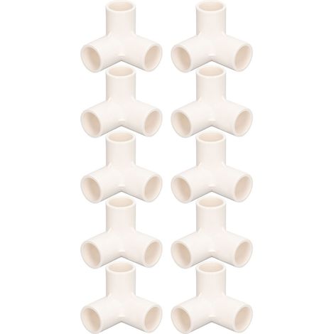 10 pièces Raccords de tuyaux en PVC 3 voies Raccord en T en plastique Coude Connecteur d'angle 25mm de diamètre intérieur Blanc (1/5)
