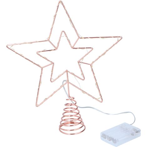 Puntale Natalizio a Batteria Forma Stella 30 LED Bianco Caldo Albero di Natale