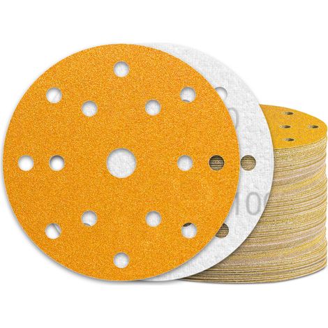 Disque Abrasif 150mm Grain 100 - Lot de 60 Pièces, 15 Trous pour Ponceuse Excentrique (1/5)