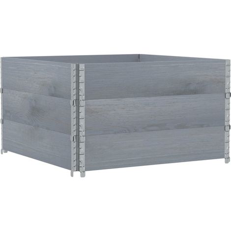 Colliers de palette 3 pcs gris 100x100 cm bois de pin solide