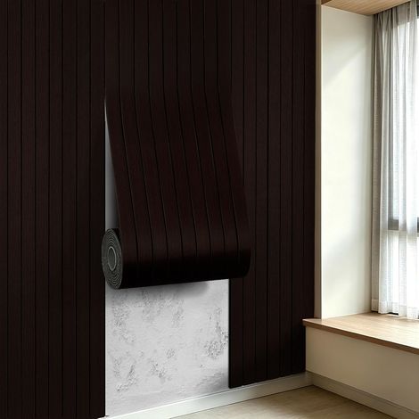 Panneaux muraux 3D à décoller et à coller en PVC, lattes de grille, autocollant mural, insonorisant, pour murs et plafonds, texture imitation bois marron 500,4 x 40,1 cm (1/5)