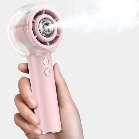 Handventilator mit Wasser, Tragbarer Mini Ventilator mit Sprühnebel, 15000RPM Turbo-Motor, 6000mAh, 4 starken Stufen für Outdoor & Reise, Sommergeschenk für Damen und Herren (Rosa) (1/5)