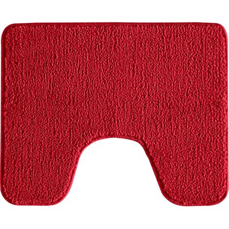 Plain red polyester toilet mat 50x40cm