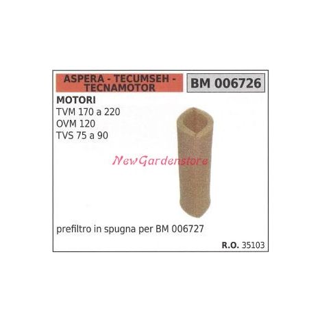 Prefiltro aria ASPERA motore rasaerba tosaerba tagliaerba TVM 170-220 006726