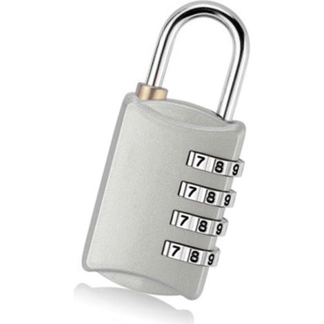 Zahlenschloss aus silberfarbener Zinklegierung für optimale Sicherheit Ihrer Koffer, Aktenschränke und anderer Aufbewahrungsmöbel. (1/5)