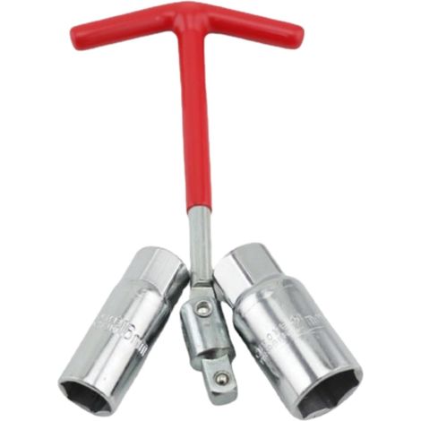 Clés à Bougie d'Allumage, Clé à Bougie, 16 mm/21 mm, Kit Clé à Bougie d'Allumage, Clé à Douille à Poignée en T, Jeu de 2pcs Clés à Bougie d'Allumage, Universelle pour Voiture et Moto (1/5)