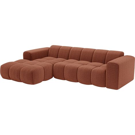 Divano angolare sinistro in velluto a coste terracotta - CALESO di Maison Céphy (1/3)