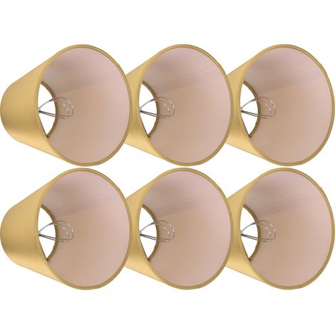 Abat-jour en tissu doré, style européen, 6 pièces, pour bougeoir, lampe sur pied, lampe de table, suspension, applique (PX22 lot de 6, PX153) (1/5)