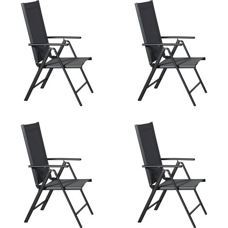 Kelly 4 x chaise de jardin, dos réglable, 7 positions, noir/gris. (1/2)