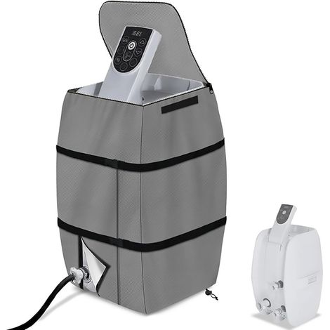 Housse de Pompe de Chauffage de Bain à Remous, Couvercle de Pompe de Chauffage de Spa, Bache de Abri Pompe Piscine Ajustable et Pliable avec Cordon et Boucle,Gris