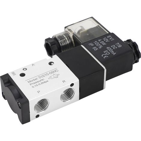 Électrovanne pneumatique 1/4" NPT 2 positions 3 voies IP65, alimentée par air comprimé, 12 V CC