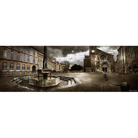 Tableau sur toile place Saint-Etienne 45x135 cm - Impression sur Toile Murale Décorative - Image imprimée en HD sur Toile - Toile sur Châssis en Bois FSC - Fabriqué en France (1/4)