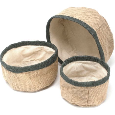 Lot de 3 Paniers en Jute Naturel - Charbon- Vendu par 1 (1/2)