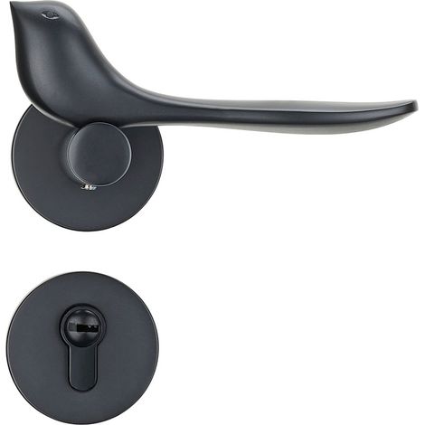 Serrure de porte intérieure serrure de porte de chambre serrure de porte de porte simple et silencieuse(Black,With key) (1/3)