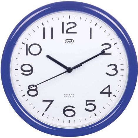 Trevi OM 3301 - Reloj de pared silencioso de 25,5 cm de diámetro con maquinaria de cuarzo, color azul