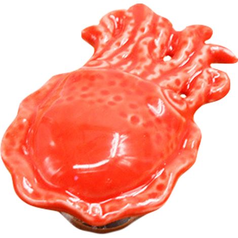 Poignée de porte en céramique forme pieuvre rouge, tiroir placard armoire meuble bouton tirage (1/2)