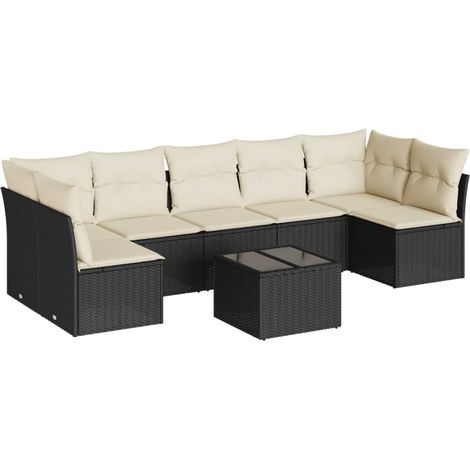 Maison Exclusive - Set Divani da Giardino con Cuscini 8 pz Nero in Polyrattan (1/3)