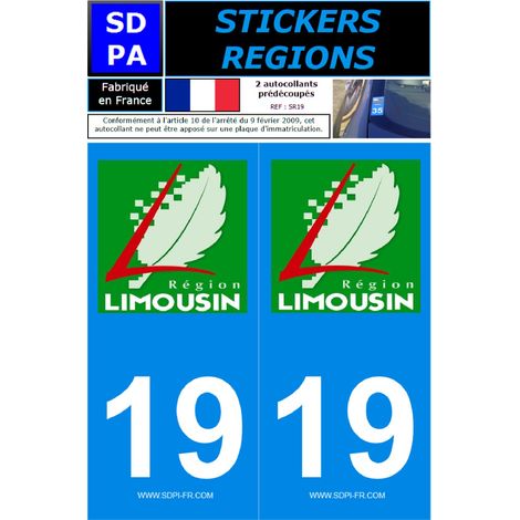 ADHESIFS REGION DEPARTEMENT 19 NOUVELLE AQUITAINE X2