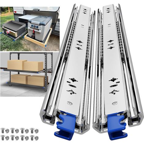 Glissiere Pour Tiroir Charge Lourde 300 mm Montage Latéral avec Serrure, Charge max 120 kg, Sortie Totale - pour Camping-car, Van