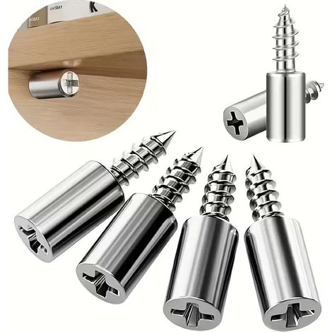 40 Metall-Regalhalterungsanker mit Antirutschhülsen, selbstschneidende Schrauben für Schranktrennwände, Laminatplattenhalterungen (1/4)