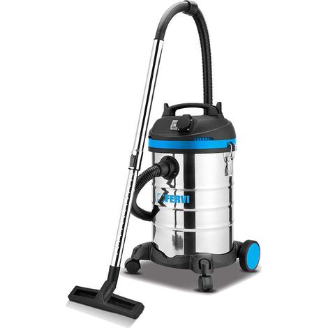 FERVI Aspirapolvere Aspiraliquidi 30L con Presa Elettroutensili 1,4kW