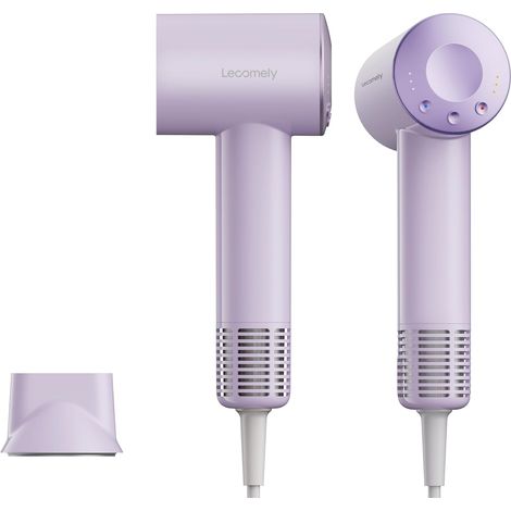 Sèche-Cheveux de Voyage Bi-Tension 100–120 V/220–240 V, 1200 W, Moteur Haute Vitesse 110 000 tr/min, Compact et Léger, 312 g Hors Cordon, Ionique, Lilas (1/5)