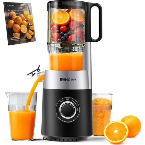 EUHOMY Estrattore Frutta e Verdura, Apertura 135MM e Capacità 1,8L Centrifuga Frutta e Verdura, 220W Estrattore di Succo con 2 Bicchieri, 99% Nutrienti Preservati, Facile da Smontare e Pulire (1/5)