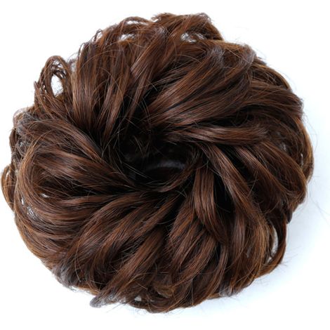 Chignon à bande élastique en fibre de soie artificielle, bouclé et volumineux pour scène, brun clair, perruque chignon femme. (1/5)