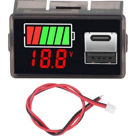 Batteriespannungsmonitor mit LED-Anzeige, Batteriemessgerät mit USB- und USB-C-Anschlüssen für Fahrzeug und Motorrad B