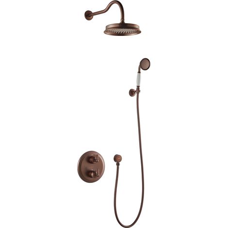 Paini France – Robinet douche encastrable rétro – Colonne de douche hydromassante – Douche de tête Ø 225 mm laiton anticalcaire – Bras de douche 400 mm (1/3)
