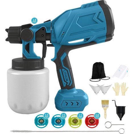 Pistolet à Peinture sans Fil pour 18 V, Pulvérisateur de Peinture Électrique à Débit Réglable pour Intérieur et Extérieur de Maison, Armoires, Clôtures, Plafonds (sans Batterie) (1/5)
