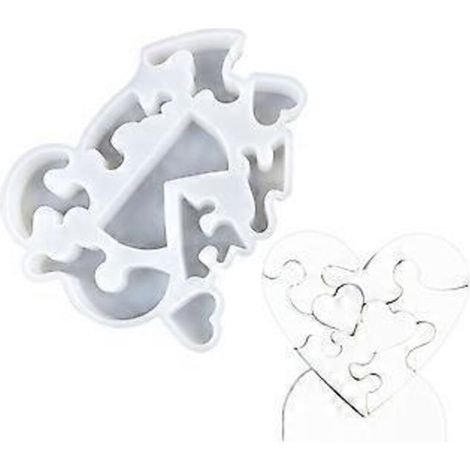 Moule en silicone flexible pour décoration de bureau, en forme de cœur ou de puzzle. Moule en plâtre pour la fabrication de bijoux. (1/5)