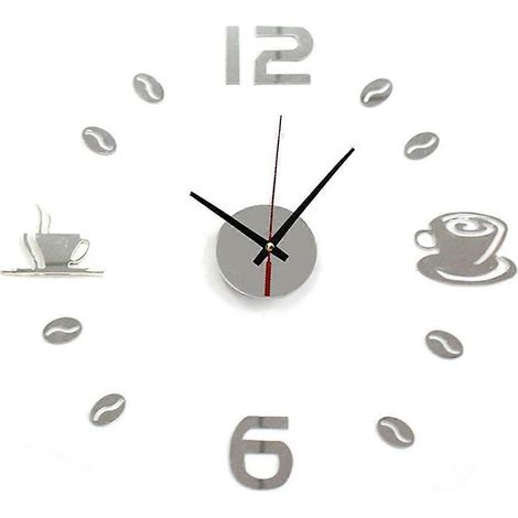 Horloge Murale DIY en Acrylique 3D, Cadran Miroir Argenté pour Salon Chambre (1/5)
