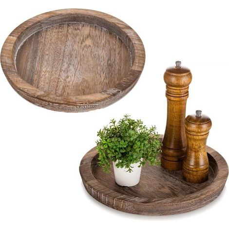 Plateau dcoratif en bois plateau rond rustique pour bougie dcorative Label (1/4)